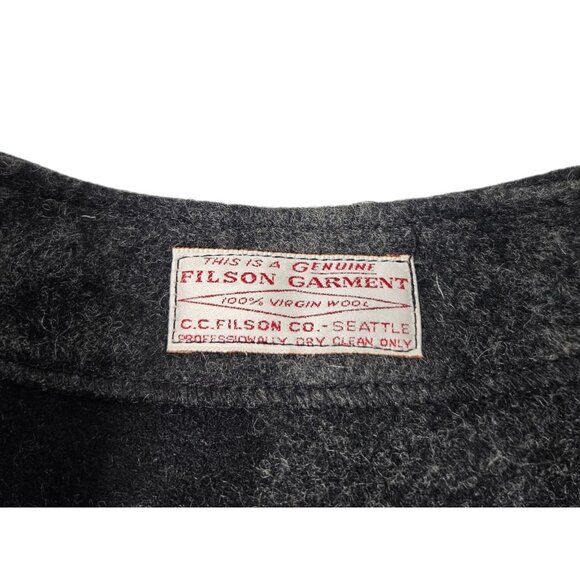 Vintage Filson Mackinaw Wool Vest Gray Buffalo Plaid Men's Size 43 Buttoned USA - Picture 3 of 8